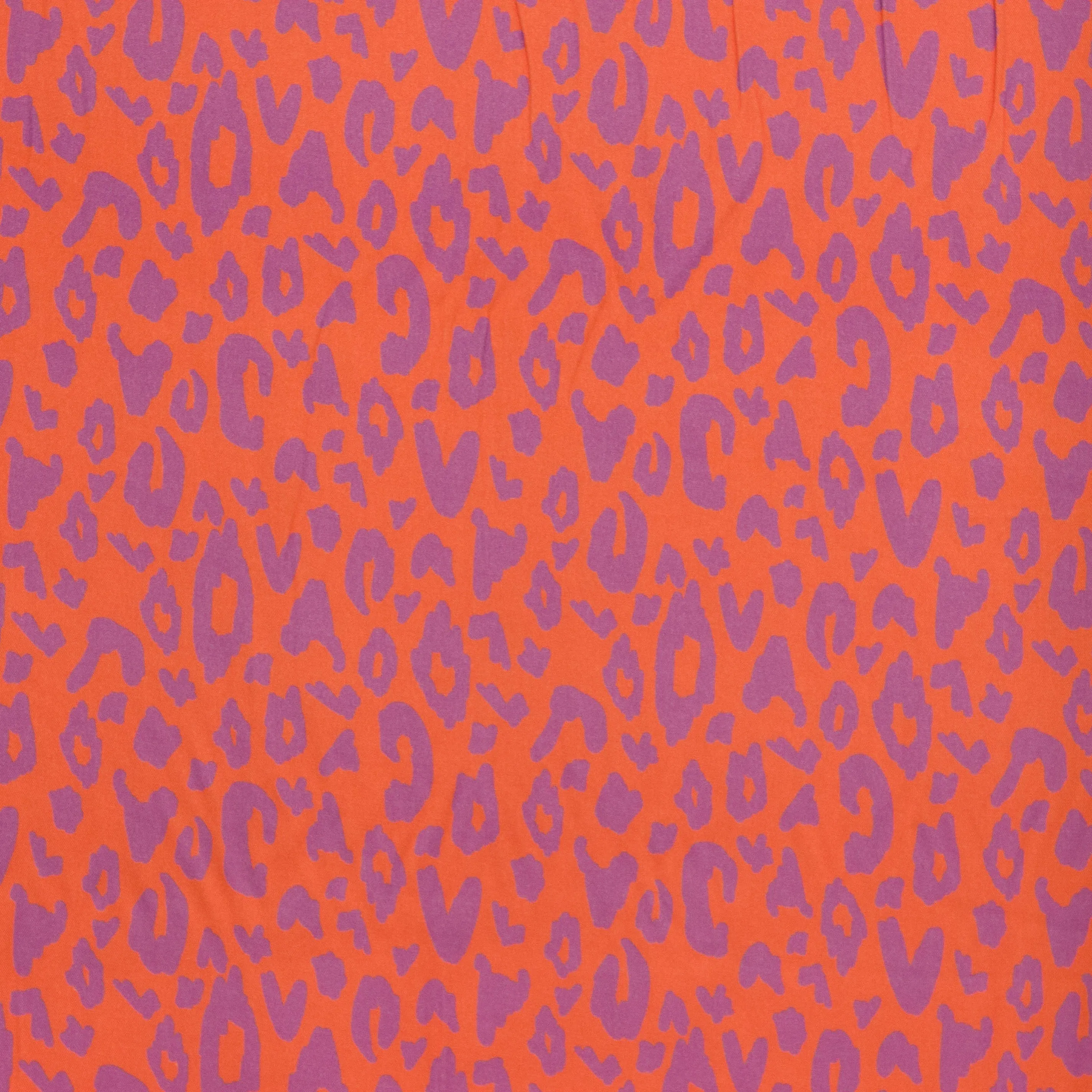 Viscose oranje met paarse luipaard print